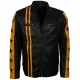 Yellow Star Stripes Leather Jacket