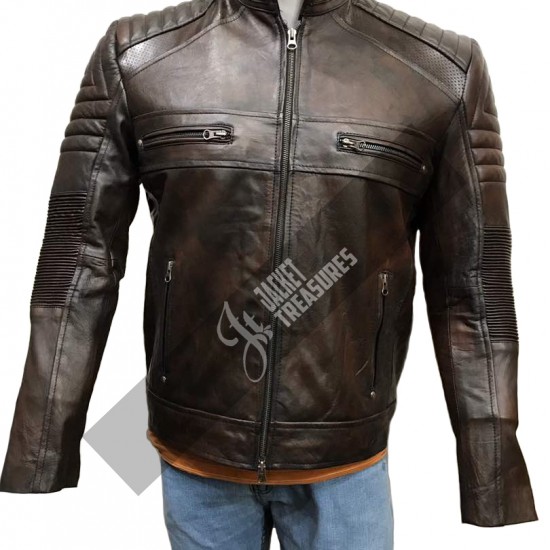 New Men's Cafe Racer Vintage Motorcycle Jacket