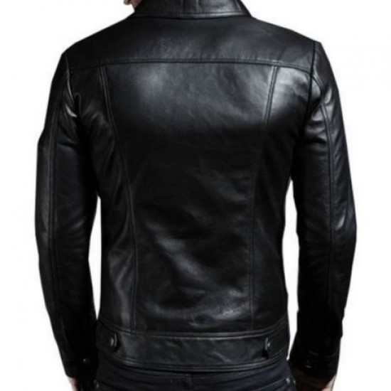 New Men's Genuine Lambskin Leather Motorcycle Jacket Slim Fit Biker Jacket