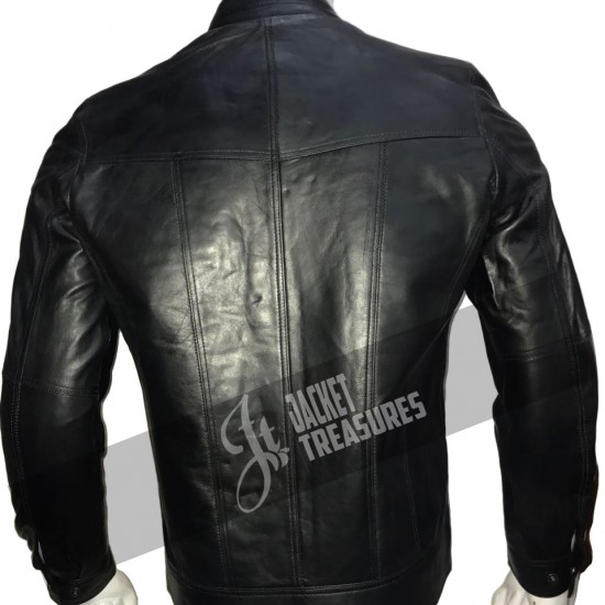 New Men's Stylish Black Skin Motorcycle Leather Jacket