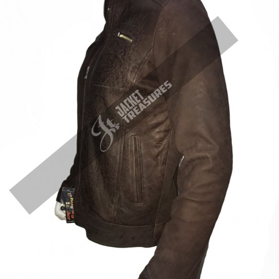 New Men's Vintage Biker Choco Buff Skin Motorcycle Cafe Racer Leather Jacket