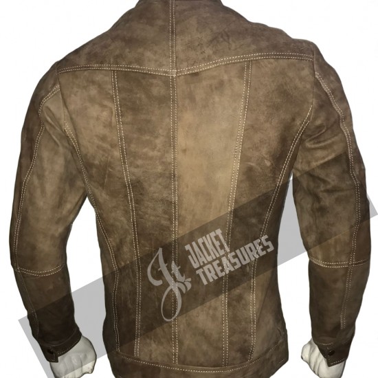 New Men's Stylish Stitch Cafe Racer Motorcycle Camel Color Jacket