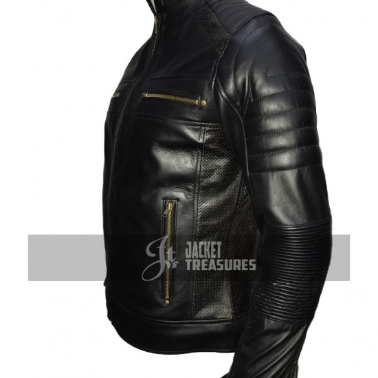 New Men's Cafe Racer Vintage Motorcycle Black Jacket