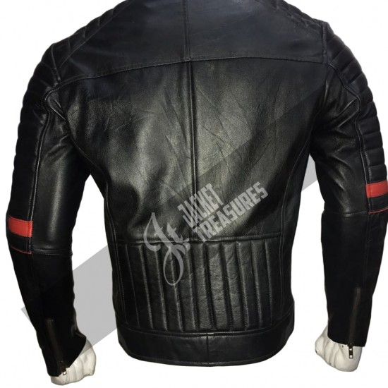 New Men's Vintage Cafe Racer Motorcycle Black Jacket