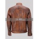 New Men's Motorcycle Vintage Brown Distressed Classic Diamond Jacket