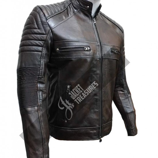 New Men's Cafe Racer Vintage Motorcycle Jacket