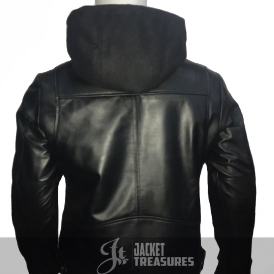 New Men's Motorcycle Brando Style Hoodie Jacket - Detach Hood