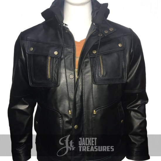 New Men's Motorcycle Brando Style Hoodie Jacket - Detach Hood