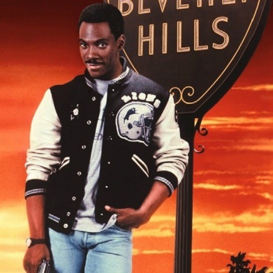 New Mens Eddie Murphy Detroit Lions Beverly Hills Cop Axel Foley Letterman Varsity Leather Jacket