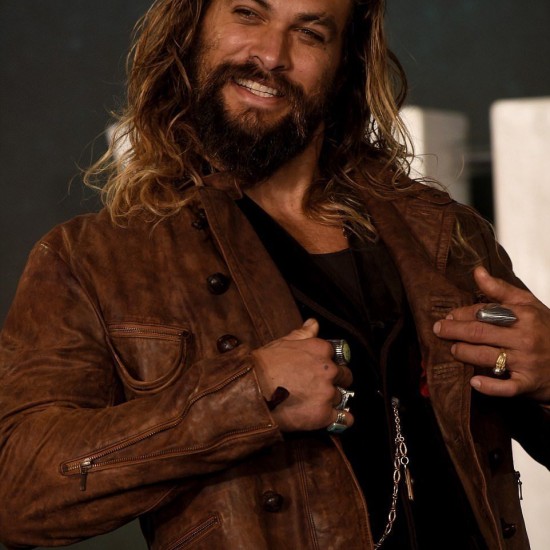 Jason Momoa Justice League Aquaman Distressed Brown Leather Jacket