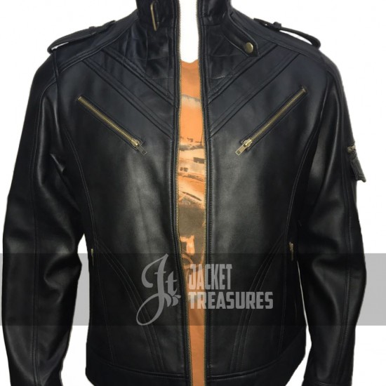 NEW Men's Cafe Racer Slim Fit Motorcycle Vintage Black Leather Jacket