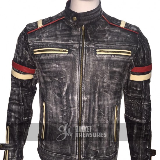 New Men's Vintage Motorcycle Cafe Racer Jacket