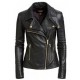 New Women's Black Slim Fit Biker Style Real Leather Jacket