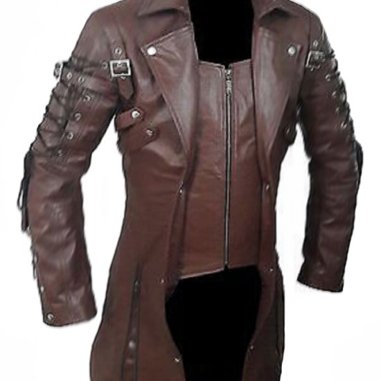 Steampunk Mens Gothic Leather Halloween Trench Coat