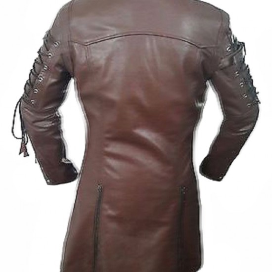 Steampunk Mens Gothic Leather Halloween Trench Coat