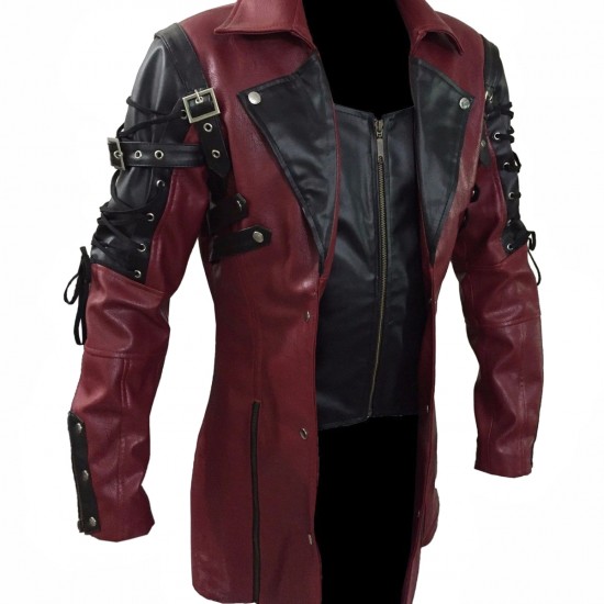 Steampunk Mens Gothic Leather Halloween Trench Coat