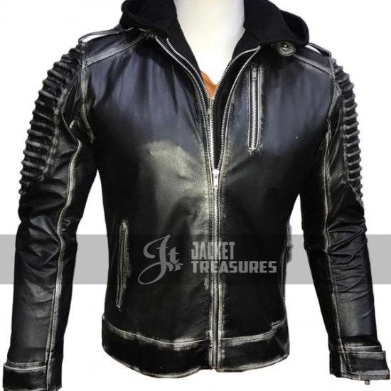 Suicide Squad The Killing Joker Hooded Black Leather Jacket