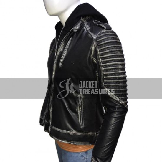 Suicide Squad The Killing Joker Hooded Black Leather Jacket