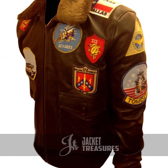 Top Gun Tom Cruise Men Fighter Jet Pilot Leather Jacket