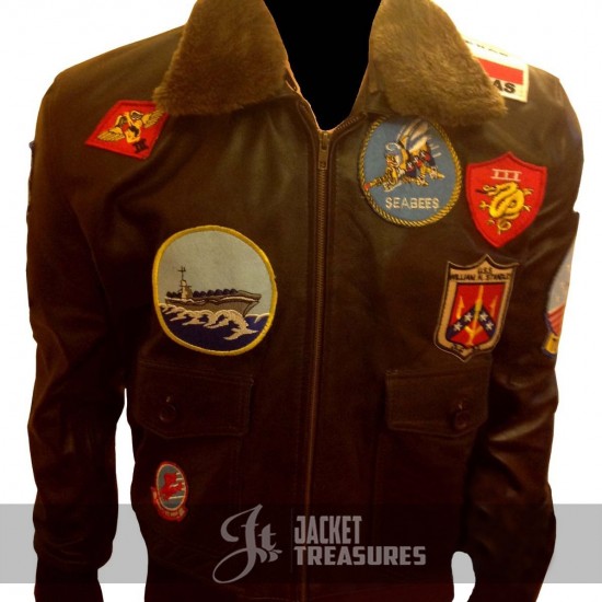 Top Gun Tom Cruise Men Fighter Jet Pilot Leather Jacket