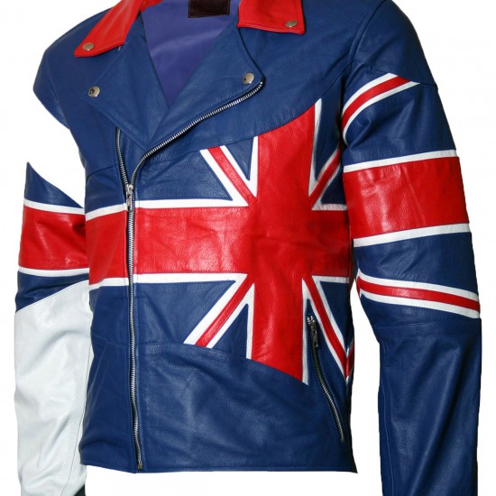 UK Union England Flag Biker Leather Jacket