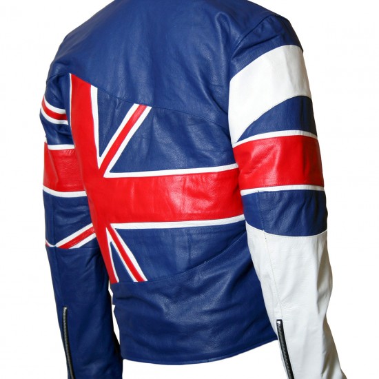 UK Union England Flag Biker Leather Jacket