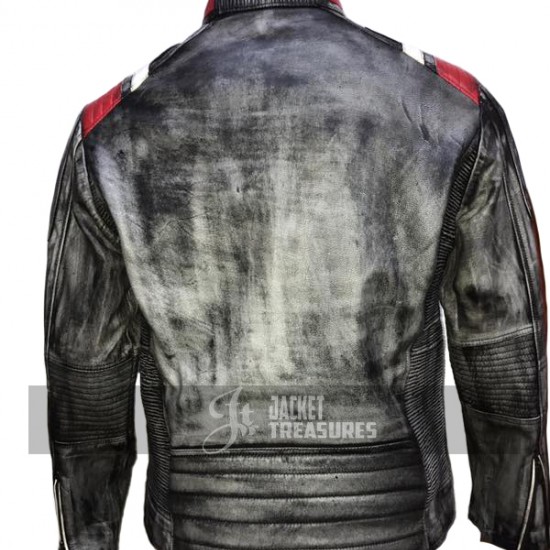 New Men's Vintage Biker Retro Cafe Racer Distressed Leather Jacket