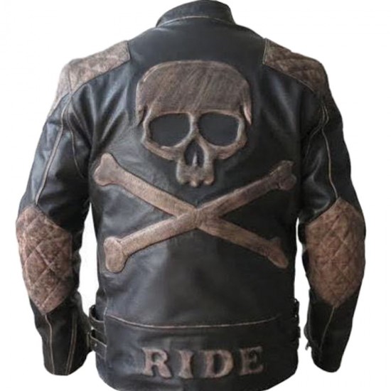 New Men’s Biker Reinforced Vintage Distressed Skull Leather Jacket