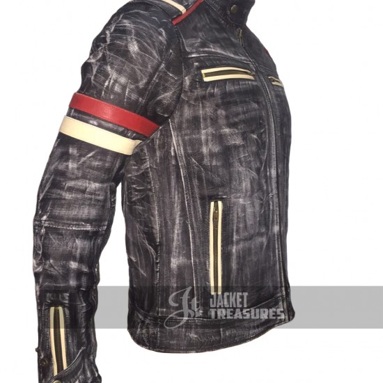 New Men's Vintage Motorcycle Cafe Racer Jacket