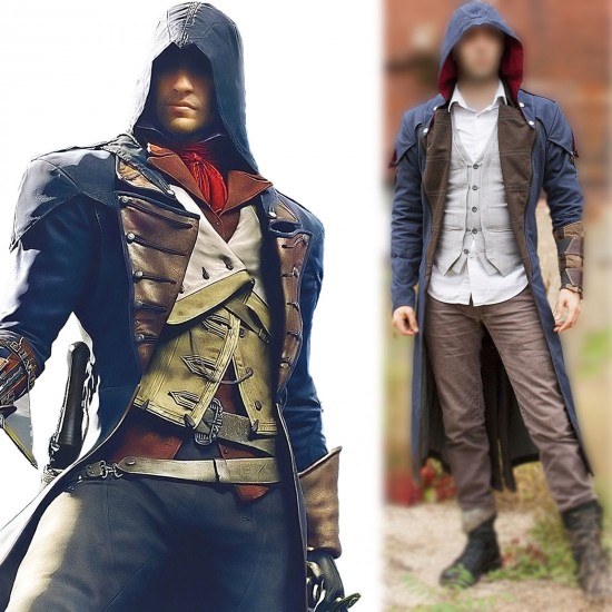 Unity Arno Victor Dorian Assassin's Creed Denim Cosplay Hoodie Coat 