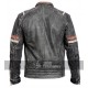 New Men's Vintage Motorcycle Cafe Racer Distressed Jacket