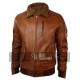 Mens Retro Brown Hooded Fur Real Leather Bomber Jacket